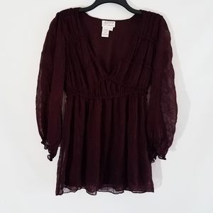 Max Studio Long Sleeve Pleated Design Top